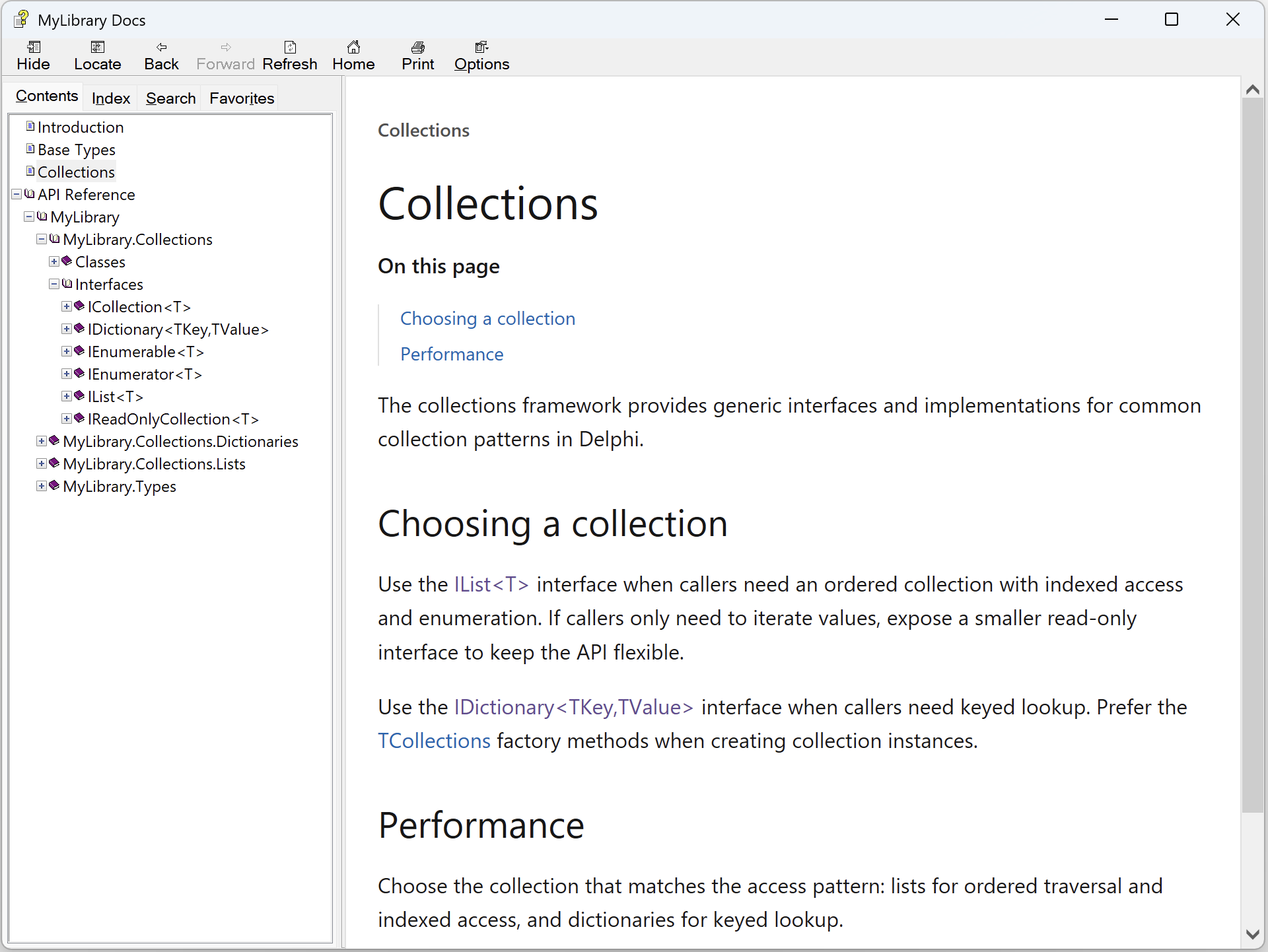 Markdown guides and Delphi API reference in a Learn-style CHM help file